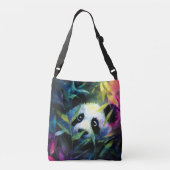 Panda Peeking Bamboe Waterverf Crossbody Tas (Achterkant)