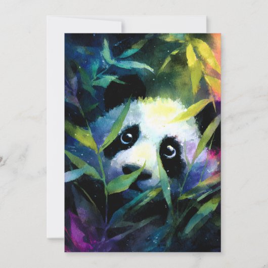 Panda Peeking Bamboe Waterverf Feestdagenkaart (Voorkant)