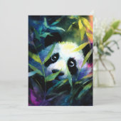 Panda Peeking Bamboe Waterverf Feestdagenkaart (Staand voorkant)