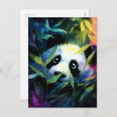 Panda Peeking Bamboe Waterverf Feestdagenkaart (Voorkant / Achterkant)