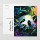 Panda Peeking Bamboe Waterverf Feestdagenkaart (Voorkant / Achterkant)