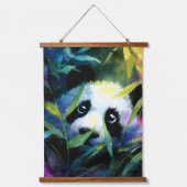 Panda Peeking Bamboe Waterverf Hangend Wandkleed (Voorkant)