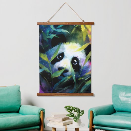 Panda Peeking Bamboe Waterverf Hangend Wandkleed (Woonkamer)