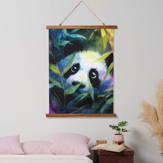 Panda Peeking Bamboe Waterverf Hangend Wandkleed (Slaapkamer)