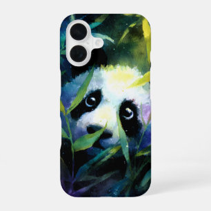 Panda Peeking Bamboe Waterverf iPhone 16 Hoesje