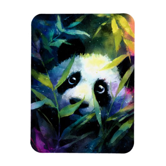 Panda Peeking Bamboe Waterverf Magneet (Verticaal)