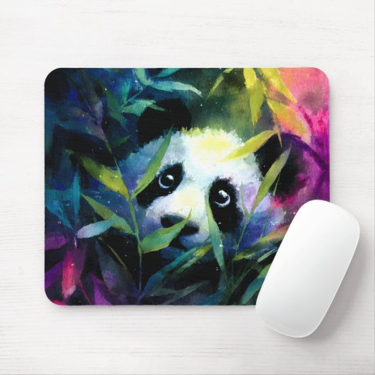 Panda Peeking Bamboe Waterverf Muismat (Met muis)