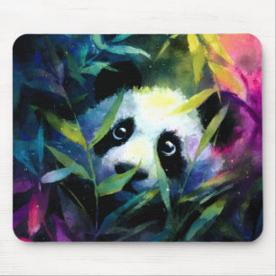 Panda Peeking Bamboe Waterverf Muismat