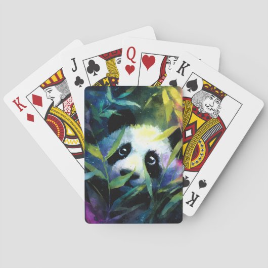Panda Peeking Bamboe Waterverf Pokerkaarten (Achterkant)