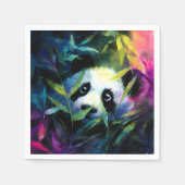 Panda Peeking Bamboe Waterverf Servet (Voorkant)