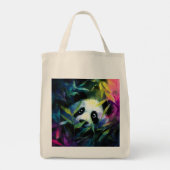 Panda Peeking Bamboe Waterverf Tote Bag (Achterkant)