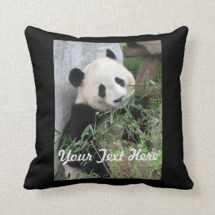 Panda Pillow, Solid Black Back Kussen