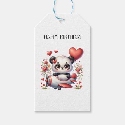 Panda Piloot Verjaardag Cadeaulabel (Voorkant)