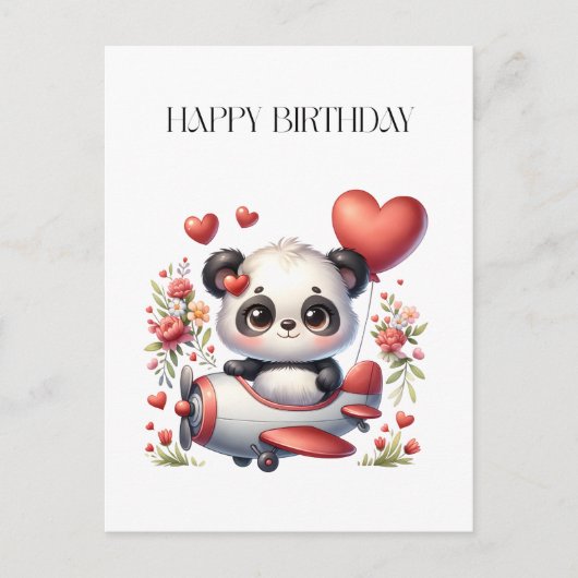 Panda Piloot Verjaardag Feestdagenkaart (Voorkant)