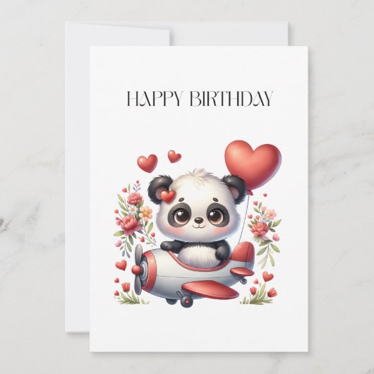 Panda Piloot Verjaardag Kaart (Voorkant)