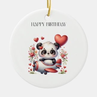 Panda Piloot Verjaardag Keramisch Ornament