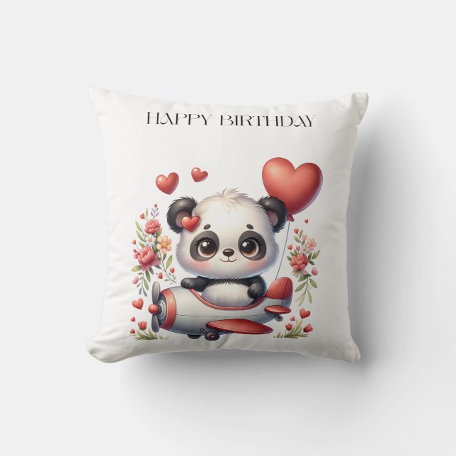 Panda Piloot Verjaardag Kussen (Voorkant)