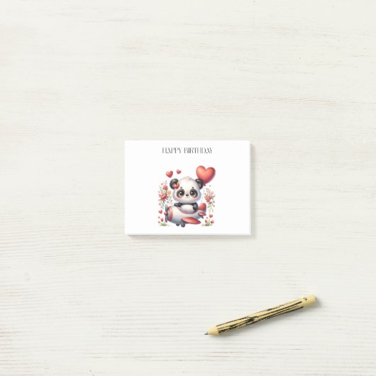 Panda Piloot Verjaardag Post-it® Notes (Op bureau)