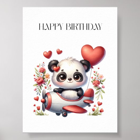 Panda Piloot Verjaardag Poster (Voorkant)