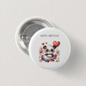 Panda Piloot Verjaardag Ronde Button 3,2 Cm (Voorkant /achterkant)
