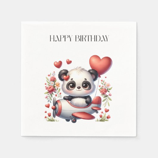 Panda Piloot Verjaardag Servet (Voorkant)