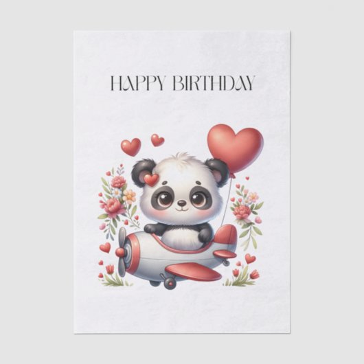 Panda Piloot Verjaardag Tissuepapier (Voorkant)