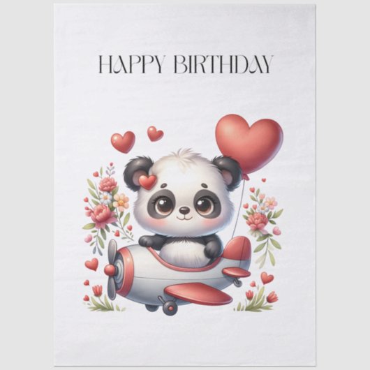 Panda Piloot Verjaardag Tissuepapier (Voorkant)