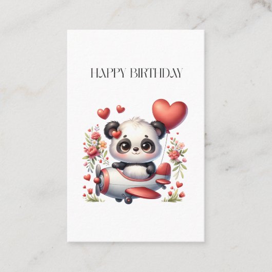 Panda Piloot Verjaardag Visitekaartje (Voorkant)