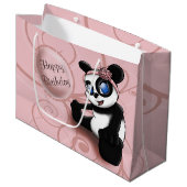 Panda Pink Birthday Large Cadeautasje (Voorkant Gekanteld)