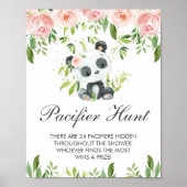 Panda Pink Bloemen Fopspeen Hunt Baby shower Spel Poster (Voorkant)