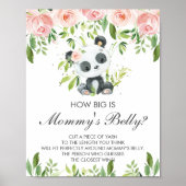 Panda Pink Floral Hoe groot is mama's buik spel Poster (Voorkant)