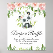 Panda Pink Floral Luier Raffle Baby shower spel Poster (Voorkant)