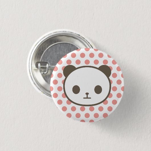 panda pink ronde button 3,2 cm (Voorkant /achterkant)