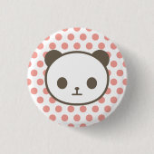 panda pink ronde button 3,2 cm (Voorkant)