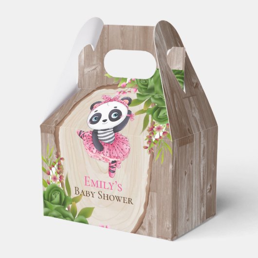 Panda Pink Tutu Wood Girl Baby shower Bedankdoosjes (Voorkant Zijde)