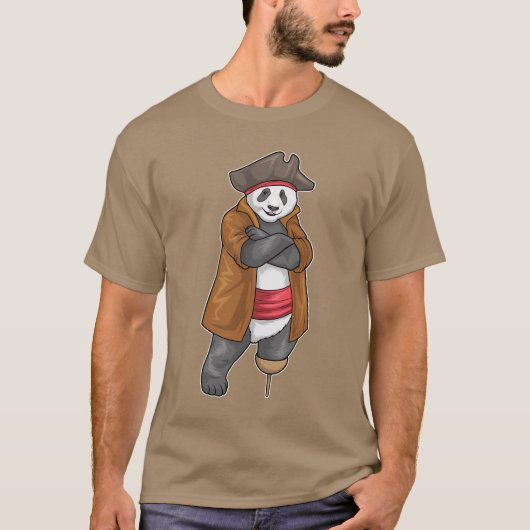 Panda Piraat Houten been T-shirt (Voorkant)
