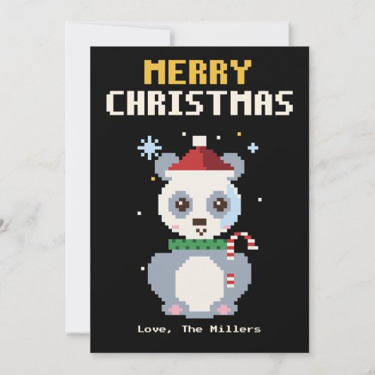 Panda Pixel Art Kerstkaart (Voorkant)