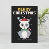 Panda Pixel Art Kerstkaart (Staand voorkant)
