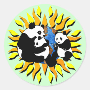 Panda Planet Ronde Sticker