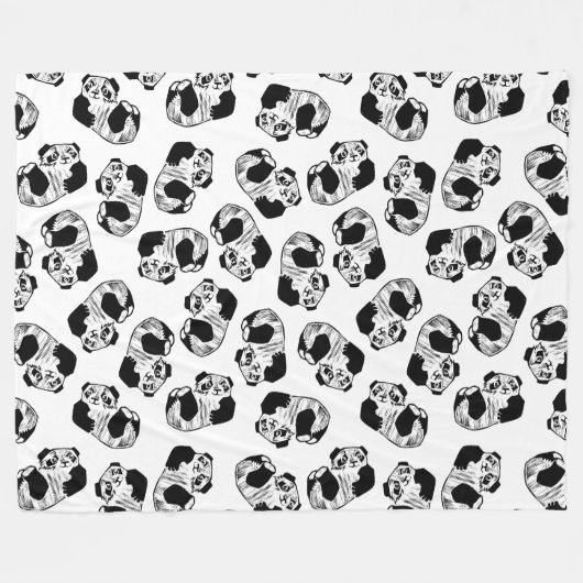 Panda Play Fleece Blanket, groot (Voorkant (Horizontaal))