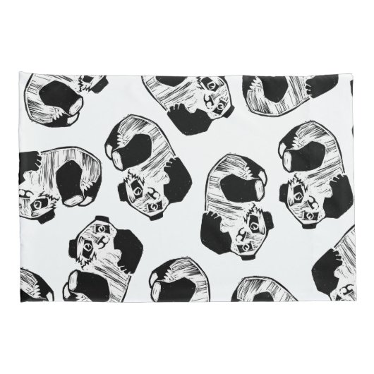 Panda Play Paar of Pillowcases, standaardformaat Kussensloop (Achterkant-Rechts)