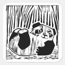 Panda Play Vierkante Stickers, Glanzend