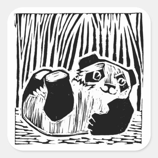 Panda Play Vierkante Stickers, Glanzend Sticker (Voorkant)