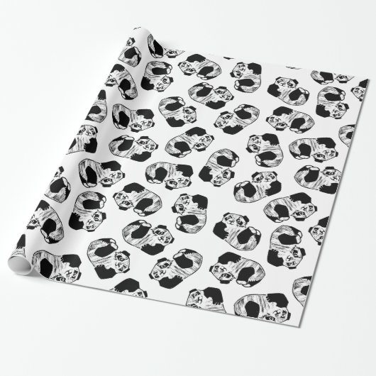 Panda Play Wrapping Paper, 30 x 6' Cadeaupapier (Uitgerold)