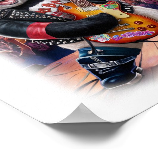 Panda plays Rock and Roll on a White Poster (Hoek)