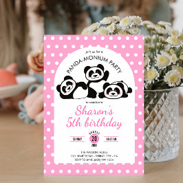 Panda Polka Dot Birthday Party Kaart