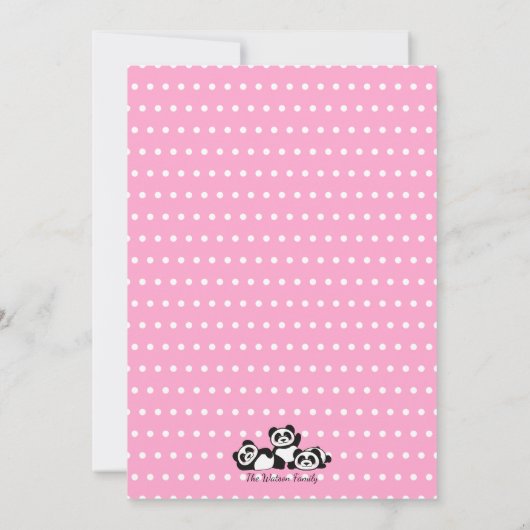 Panda Polka Dot Birthday Party Kaart (Achterkant)