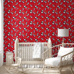 Panda polka dot kinder patroonrode achtergrond behang