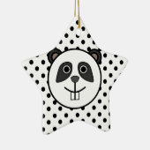 Panda Polka stipt stippen zwart wit Keramisch Ornament (Rechts)