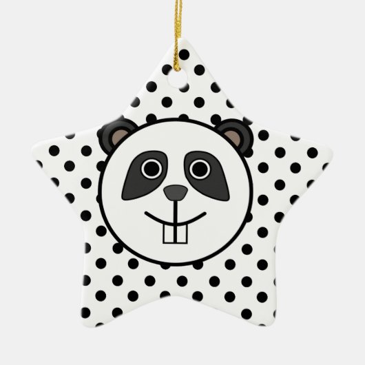 Panda Polka stipt stippen zwart wit Keramisch Ornament (Voorkant)